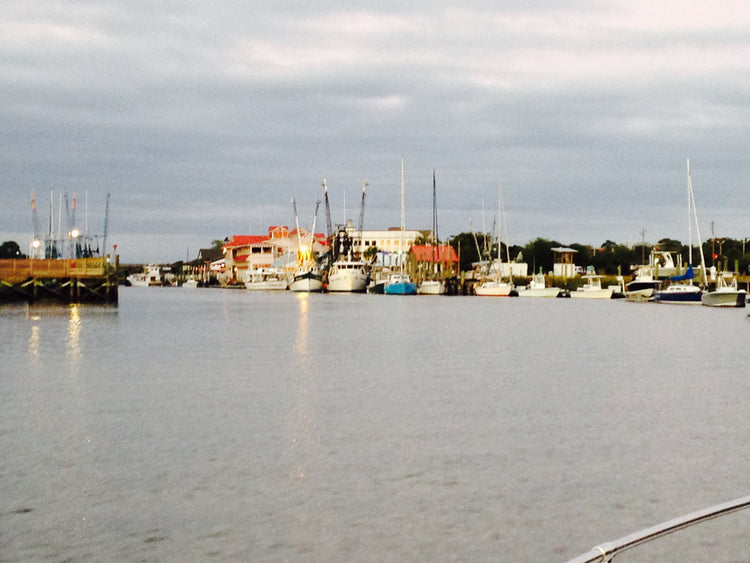 Shem Creek, in the Old Village of Mount Pleasant — just around the corner from the old Pickle Shop.